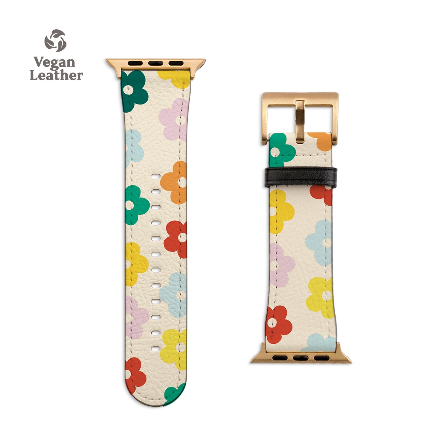 a watch strap with a flower pattern on it