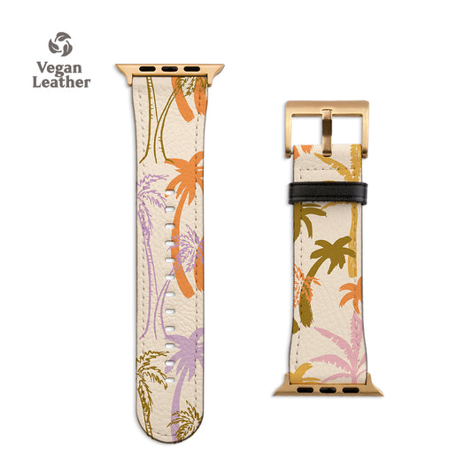 a watch strap with a tropical print on it