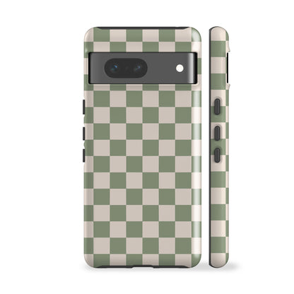 Pale Green Checkered Phone Case