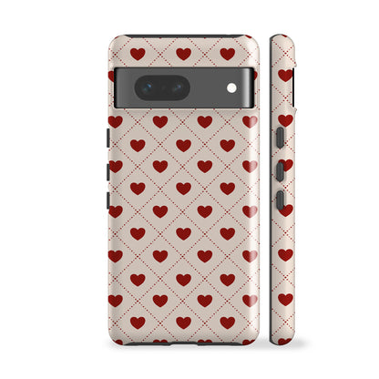 a phone case with hearts on it