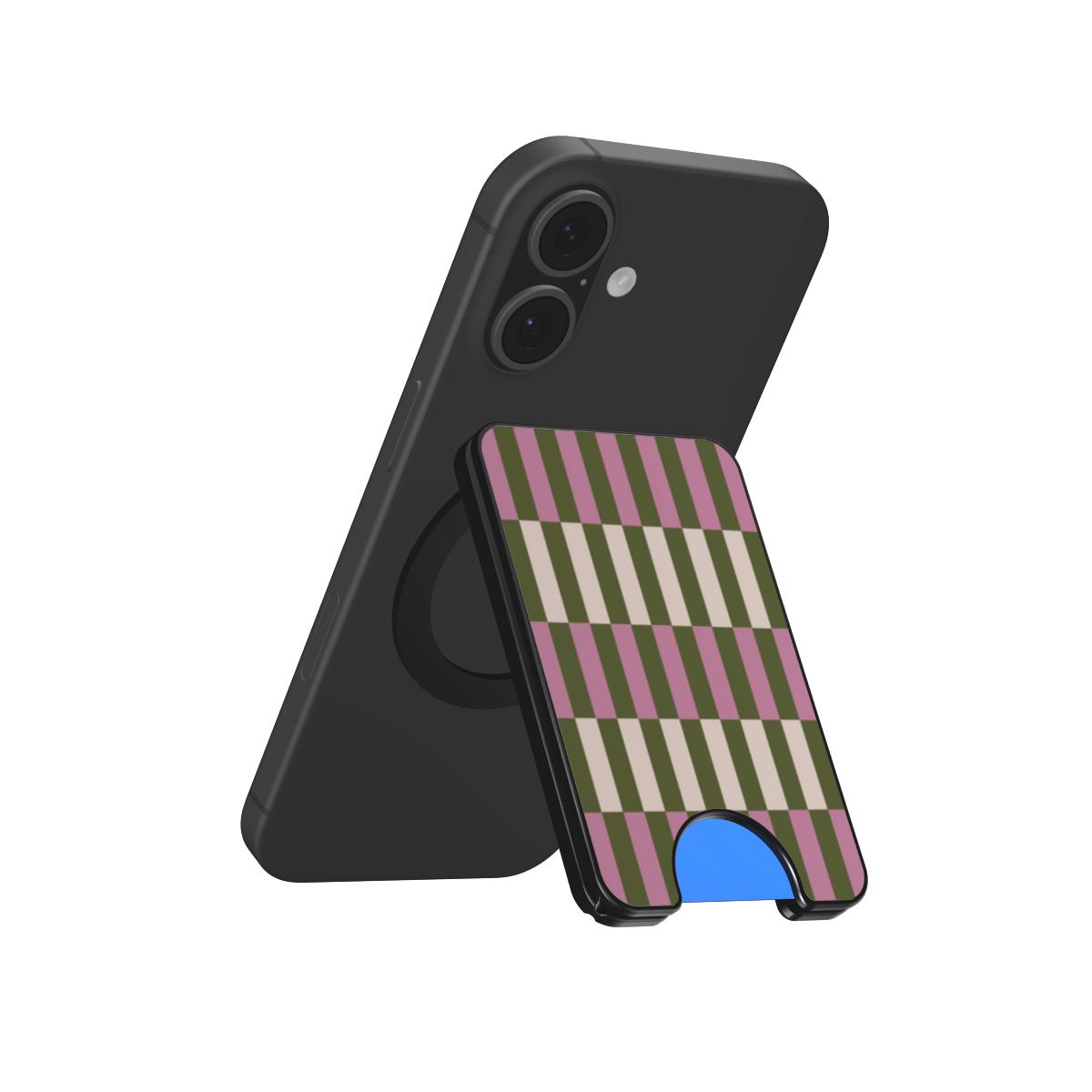 Moss Pink Spring Checkers Magnetic Phone Wallet