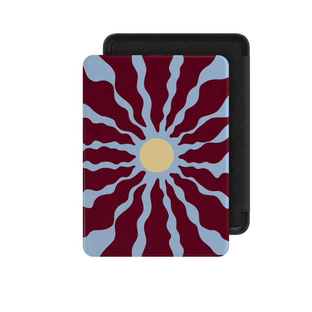 Wavy Sun Blue Maroon Kindle Case