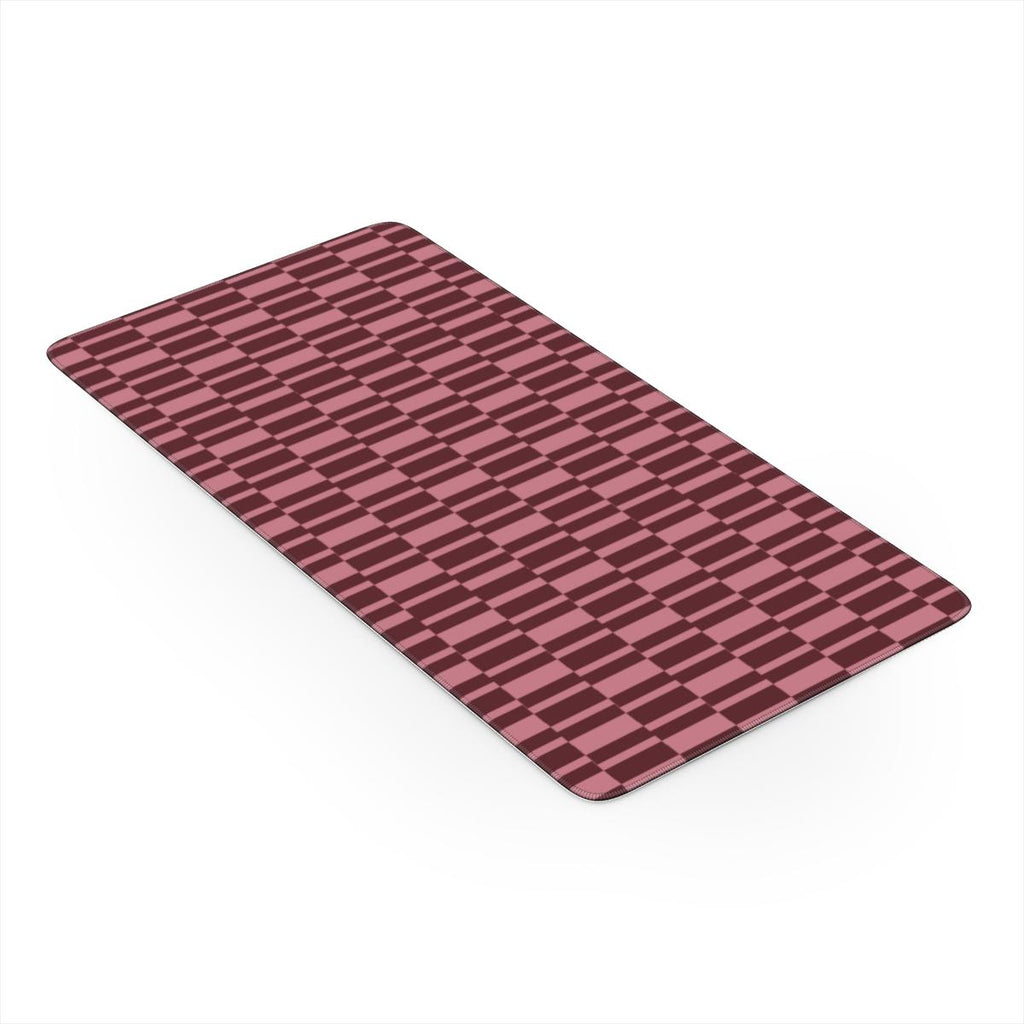 Abstract Check Rose Maroon Desk Mat