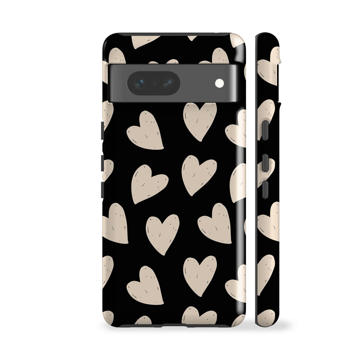 Painted Hearts Black Phone Case