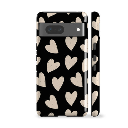 Painted Hearts Black Phone Case