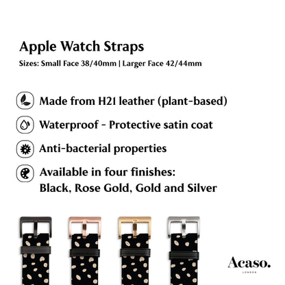 a black and white polka dot apple watch strap