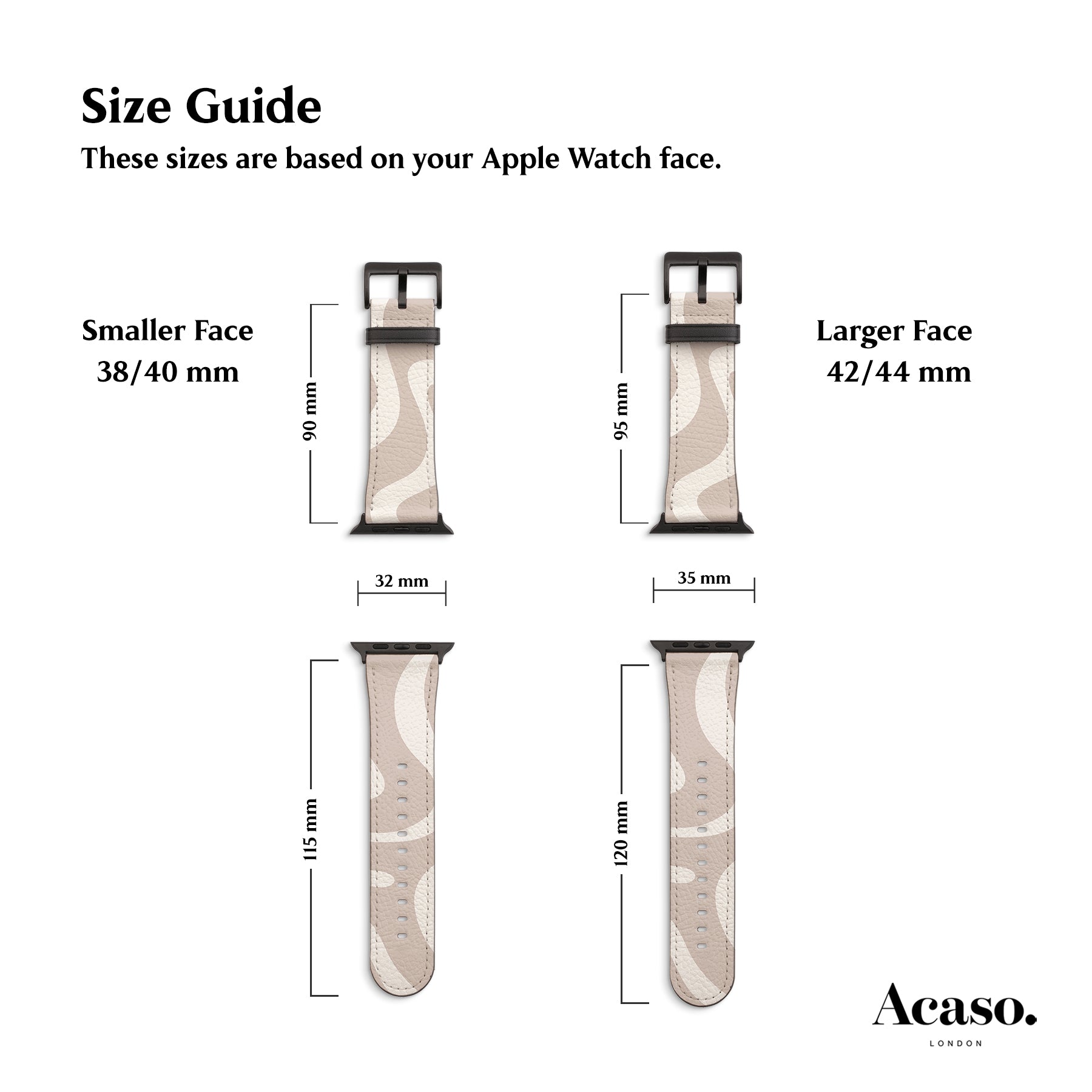 a diagram of the apple watch band size guide