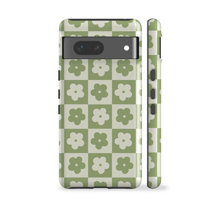 Flower Checkers Mint Phone Case