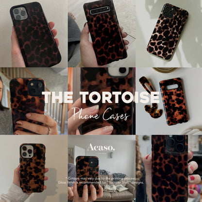 the tortoise phone case is made of leopard print