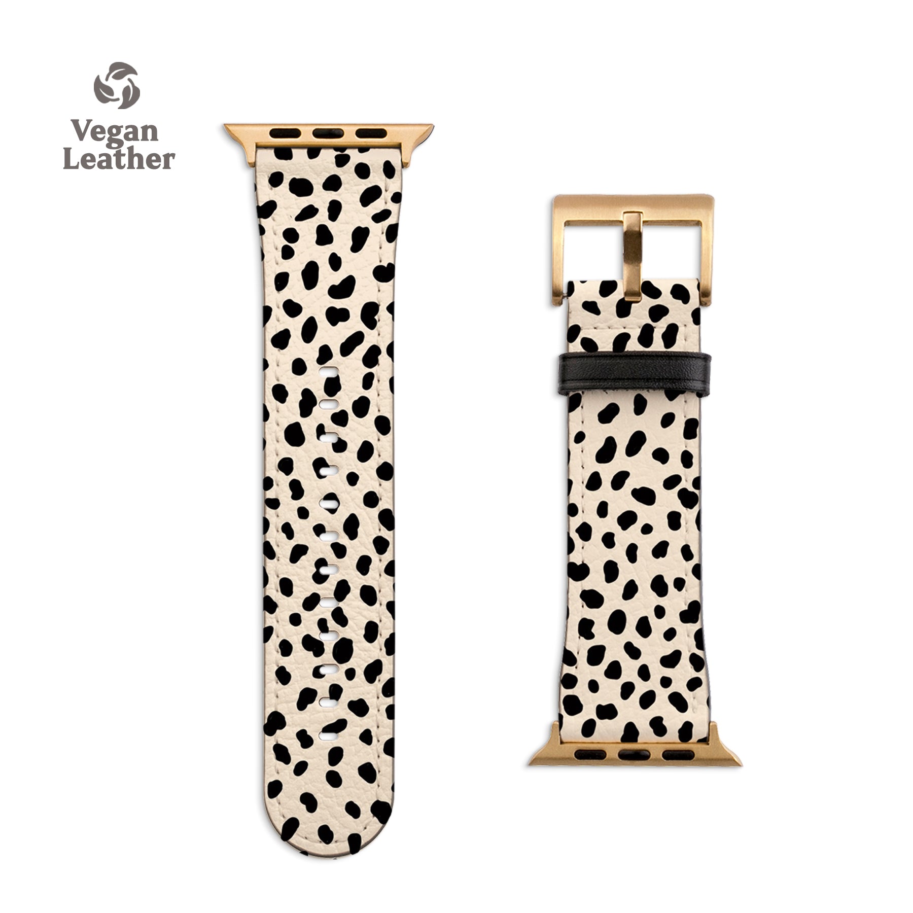 a leopard print watch strap with a gold buckle