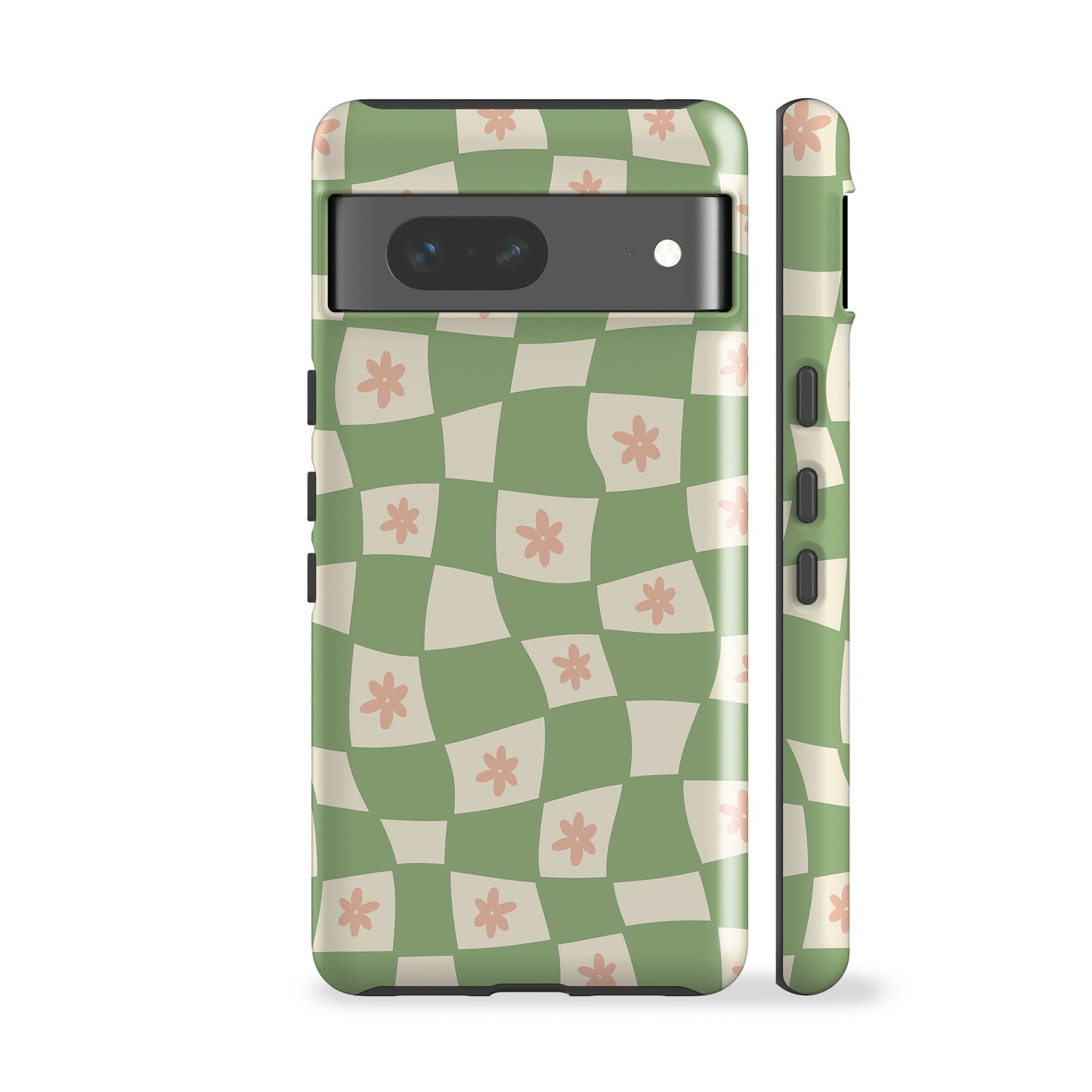 Flowers Checker Sage Phone Case