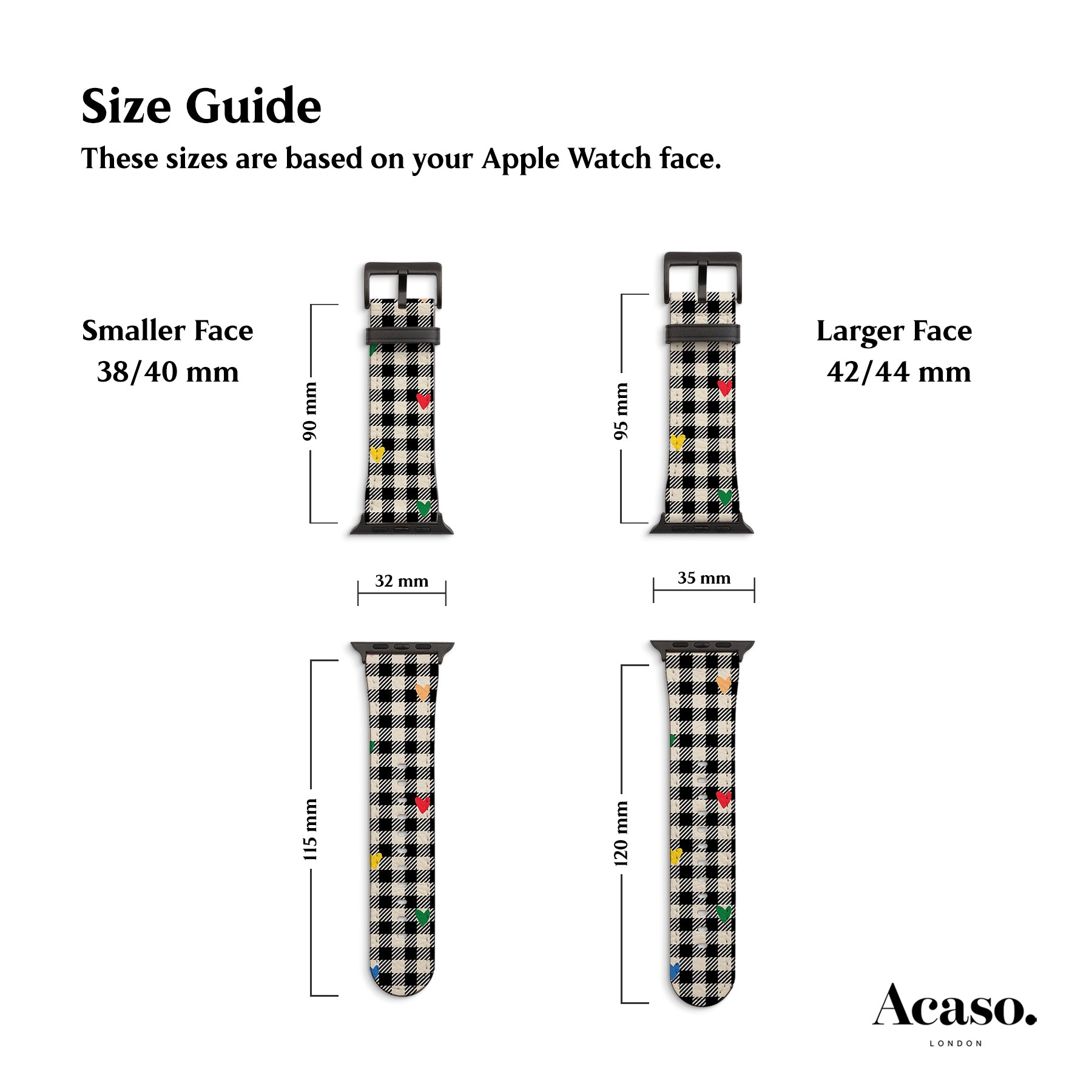 Plaid Hearts Apple iWatch Bands Acaso London