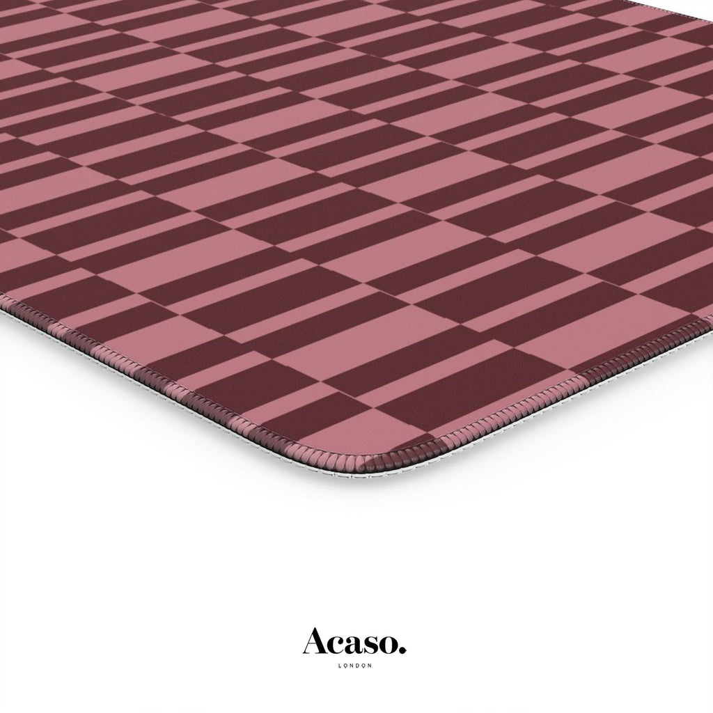 Abstract Check Rose Maroon Desk Mat
