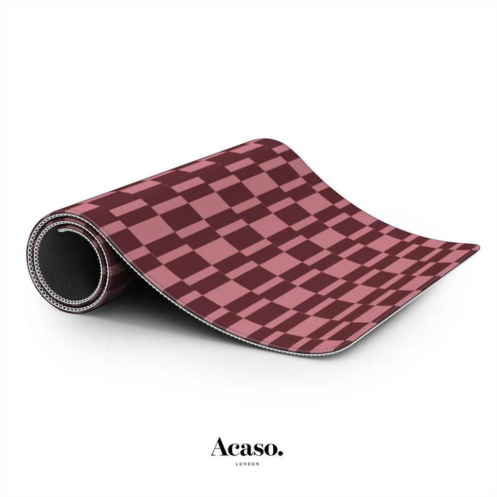 Abstract Check Rose Maroon Desk Mat