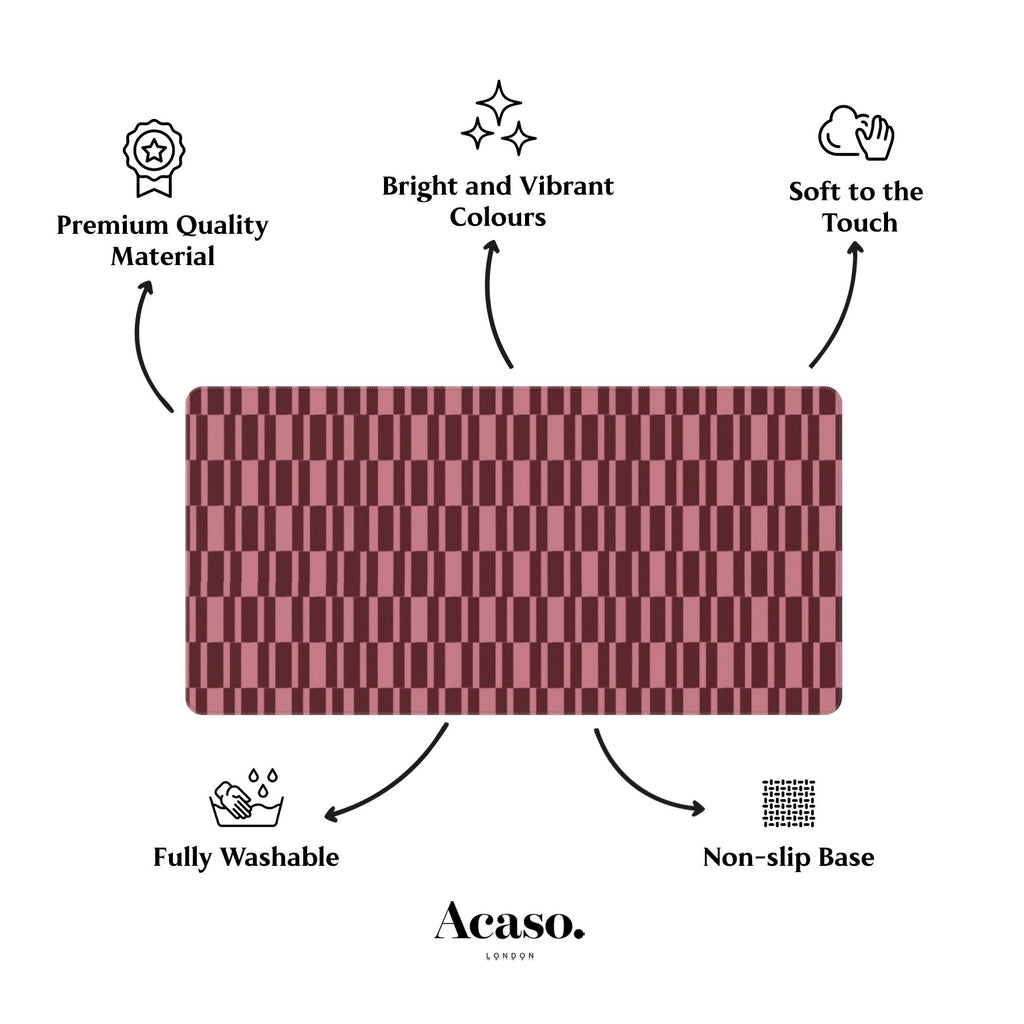 Abstract Check Rose Maroon Desk Mat
