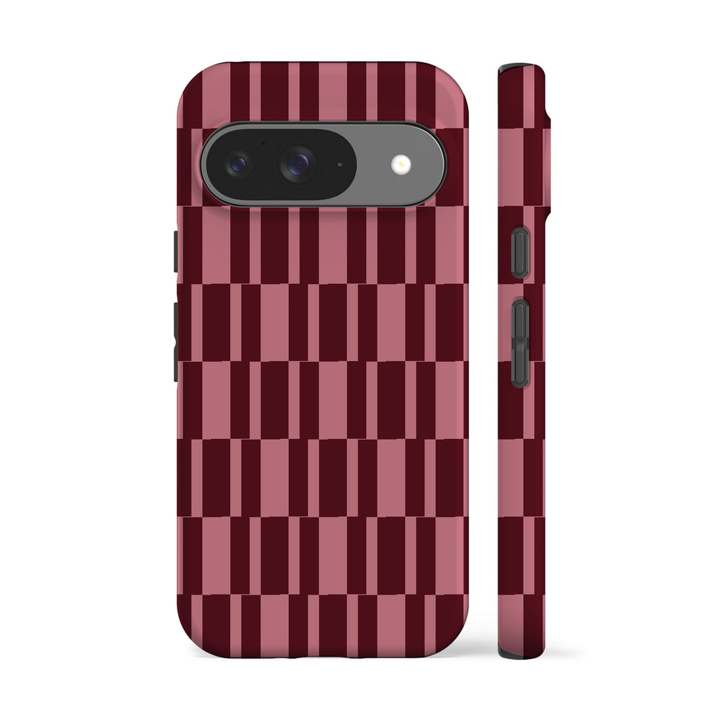 Abstract Rose Maroon Check Phone Case