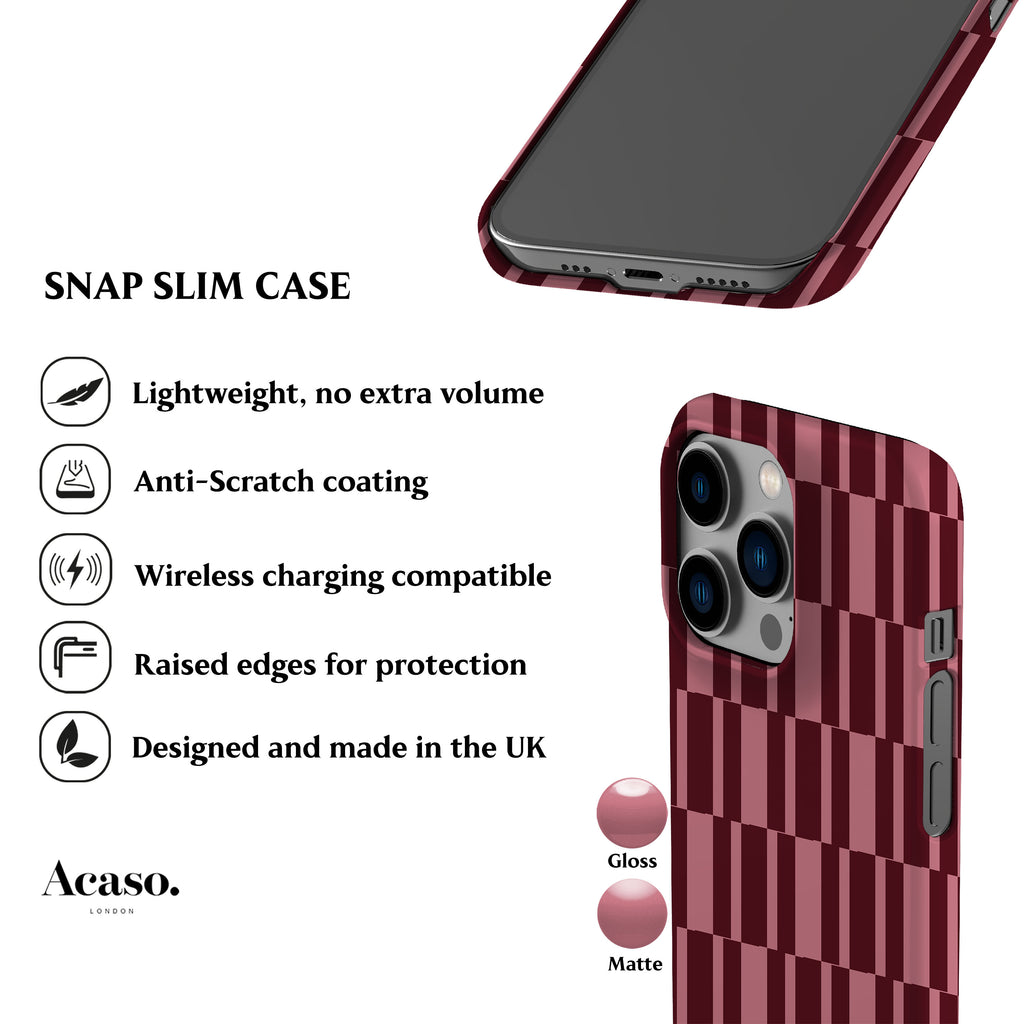 Abstract Rose Maroon Check Phone Case