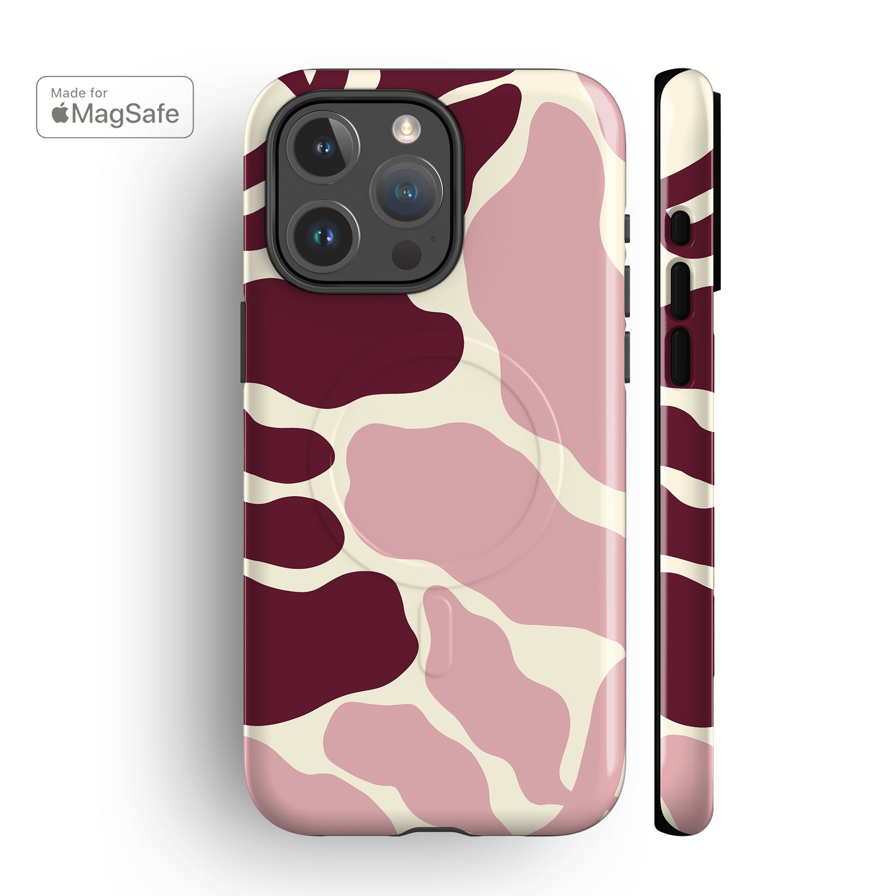Abstract Pink Maroon Leafy MagSafe iPhone Case