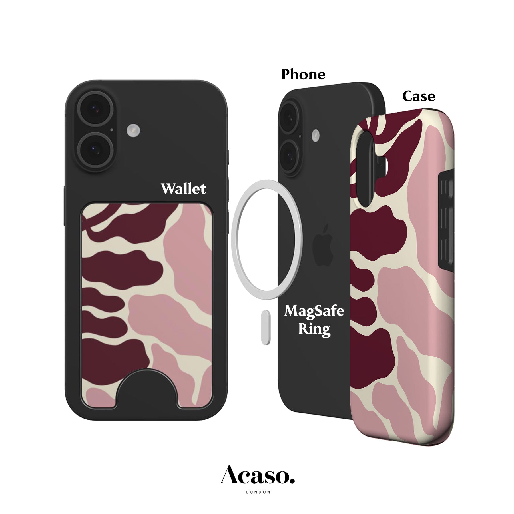 Abstract Pink Leafy Magnetic Phone Wallet