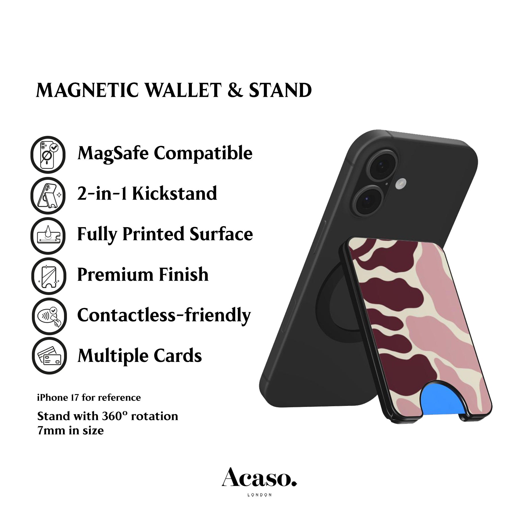 Abstract Pink Leafy Magnetic Phone Wallet