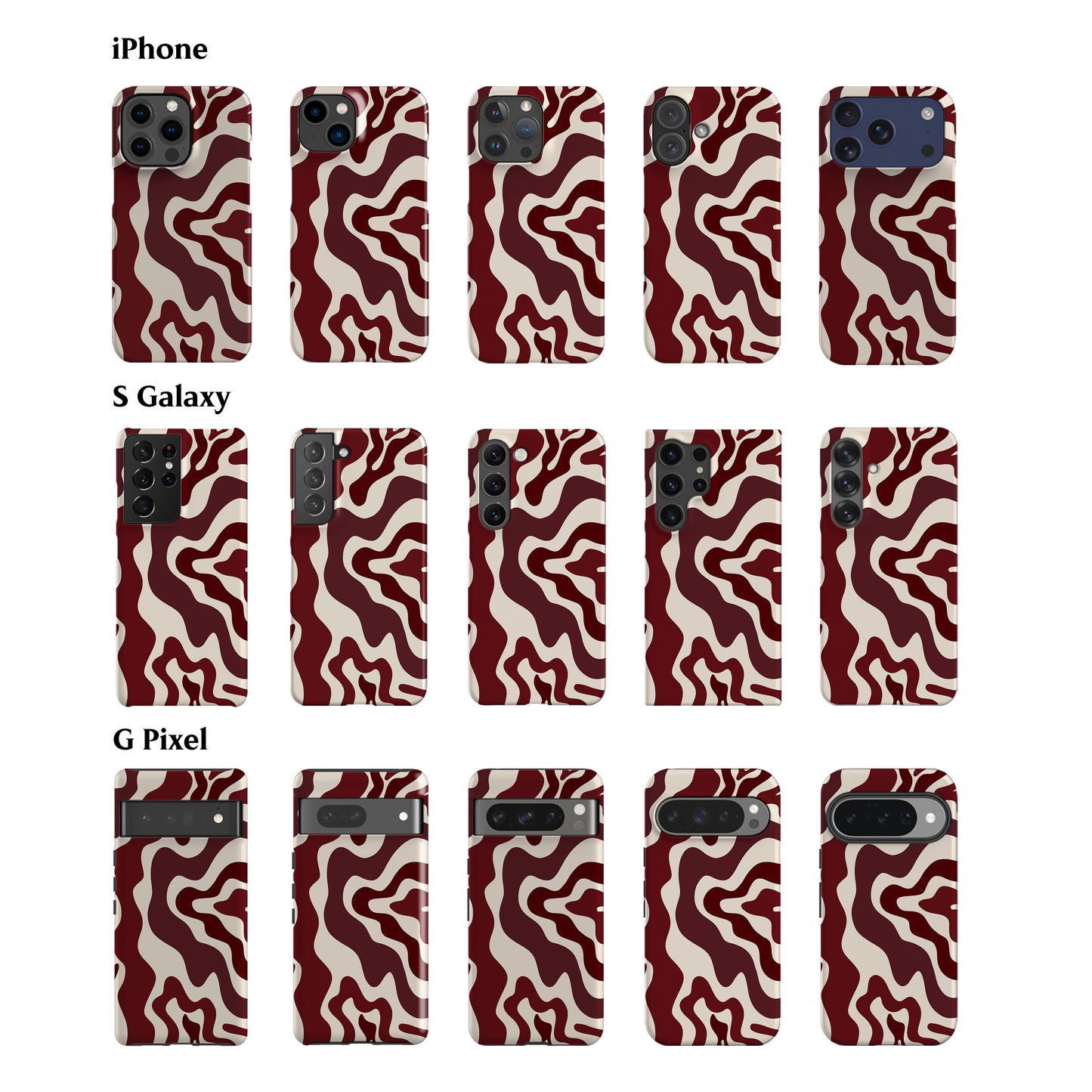 Abstract Wavy Burgundy Phone Case