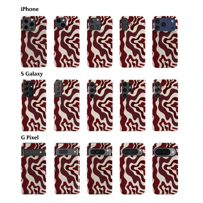 Abstract Wavy Burgundy Phone Case