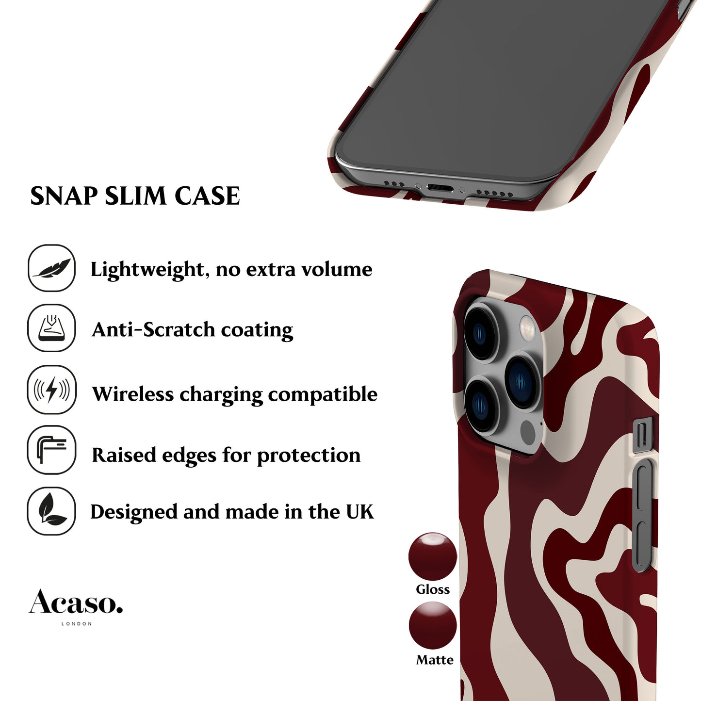 Abstract Wavy Burgundy Phone Case