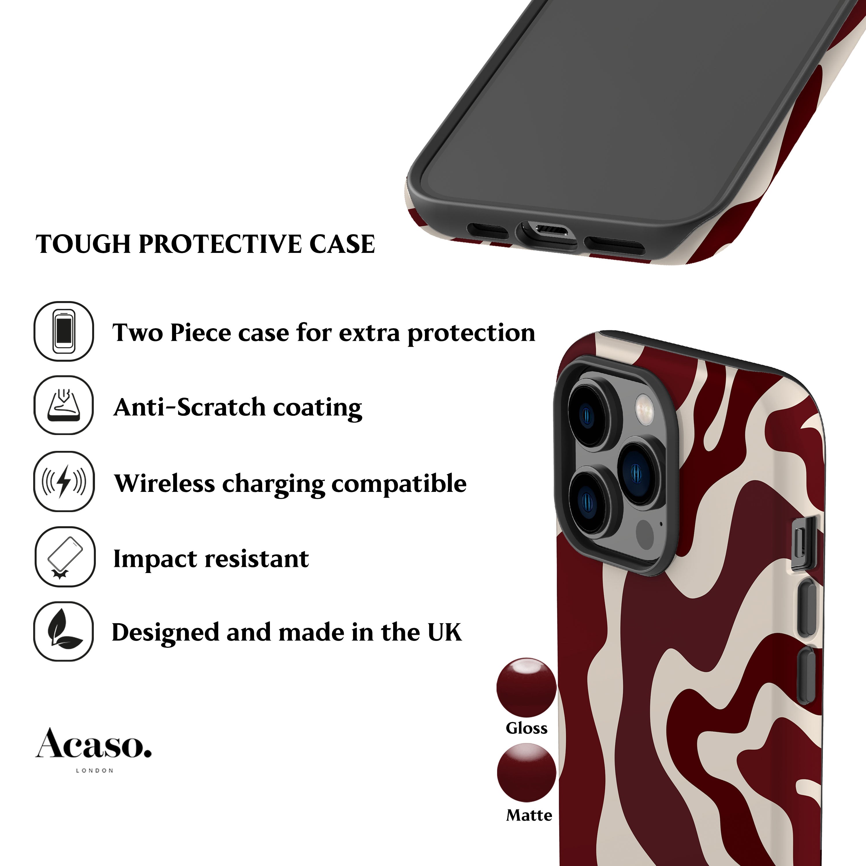 Abstract Wavy Burgundy Phone Case