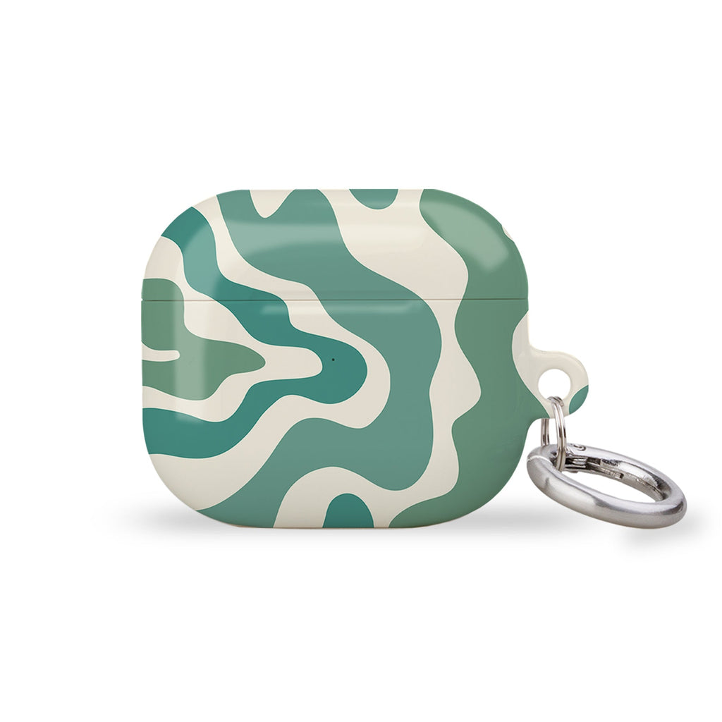 Abstract Wavy Green AirPods Case Cover