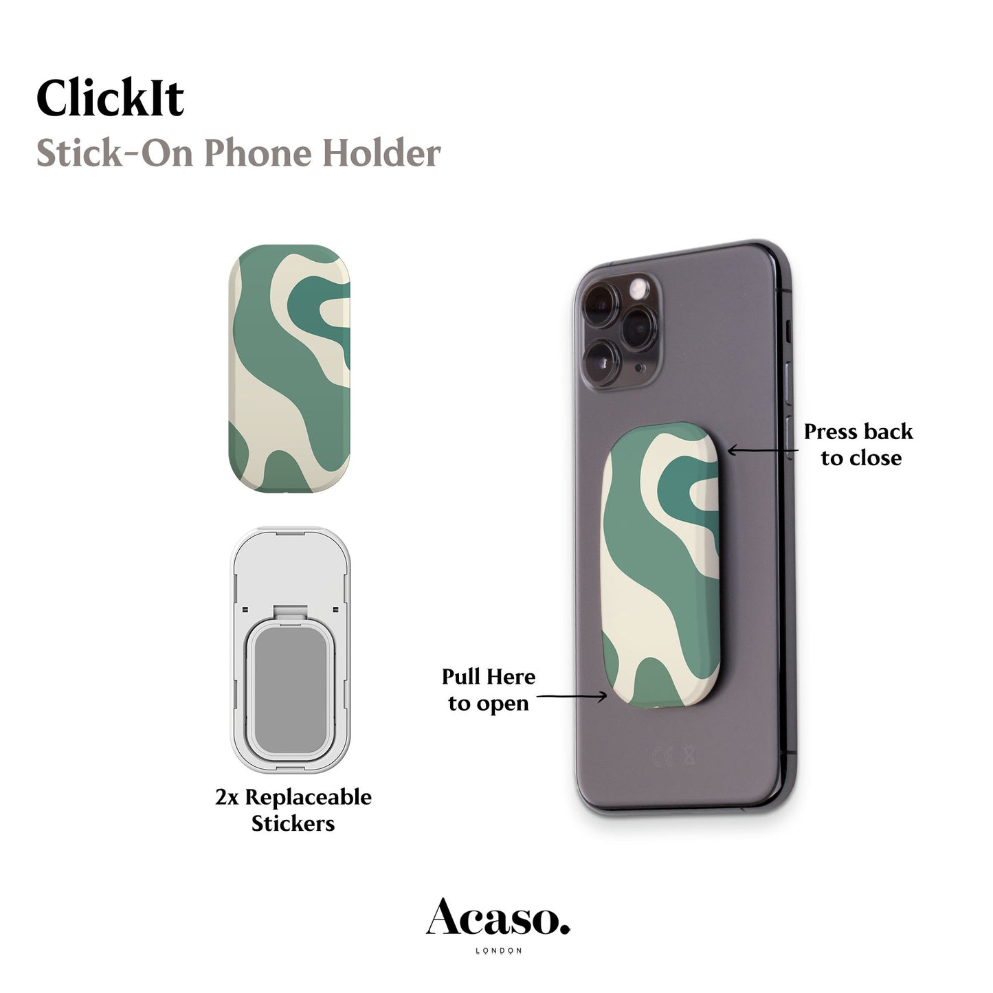 Wavy Green Phone Grip