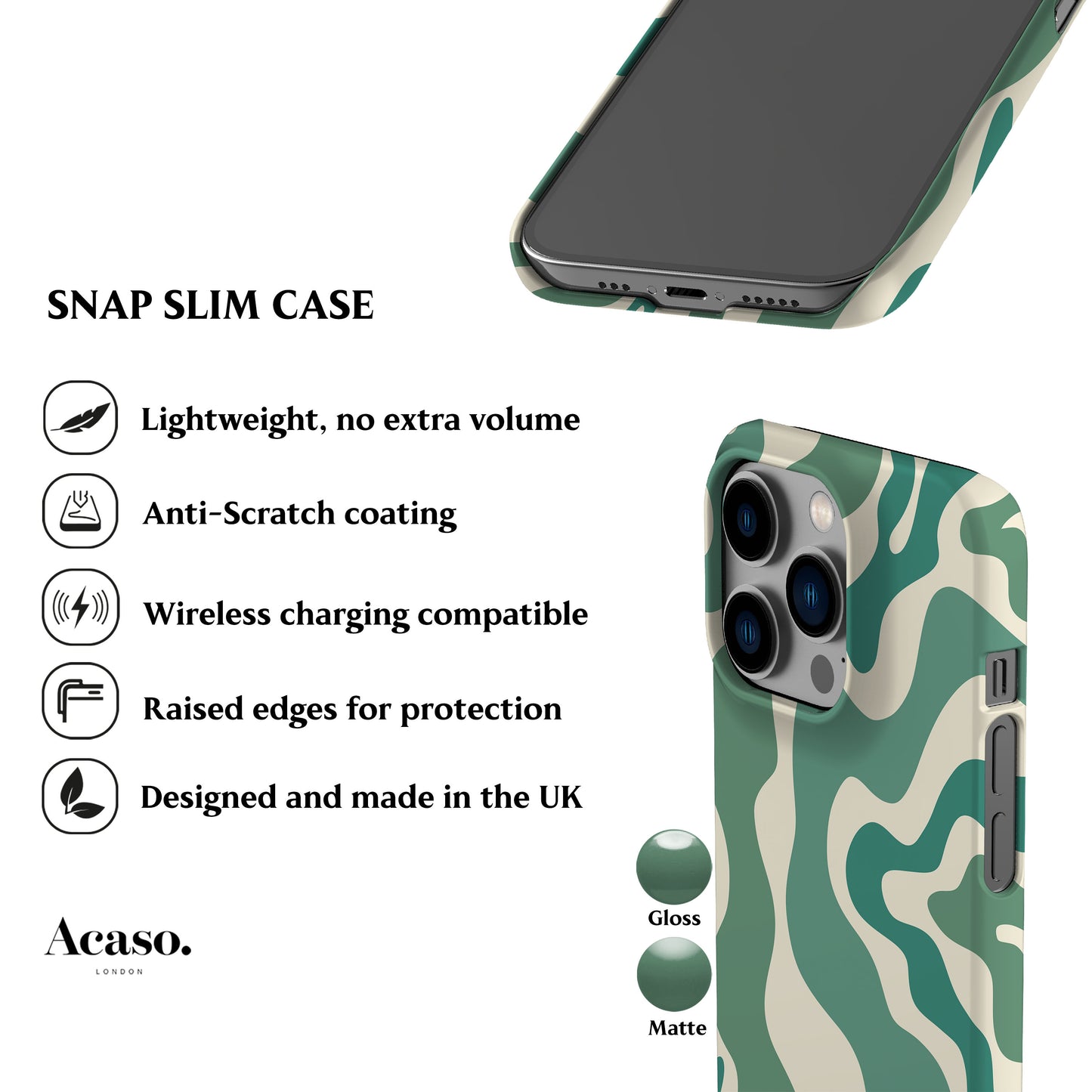 Abstract Wavy Green Phone Case