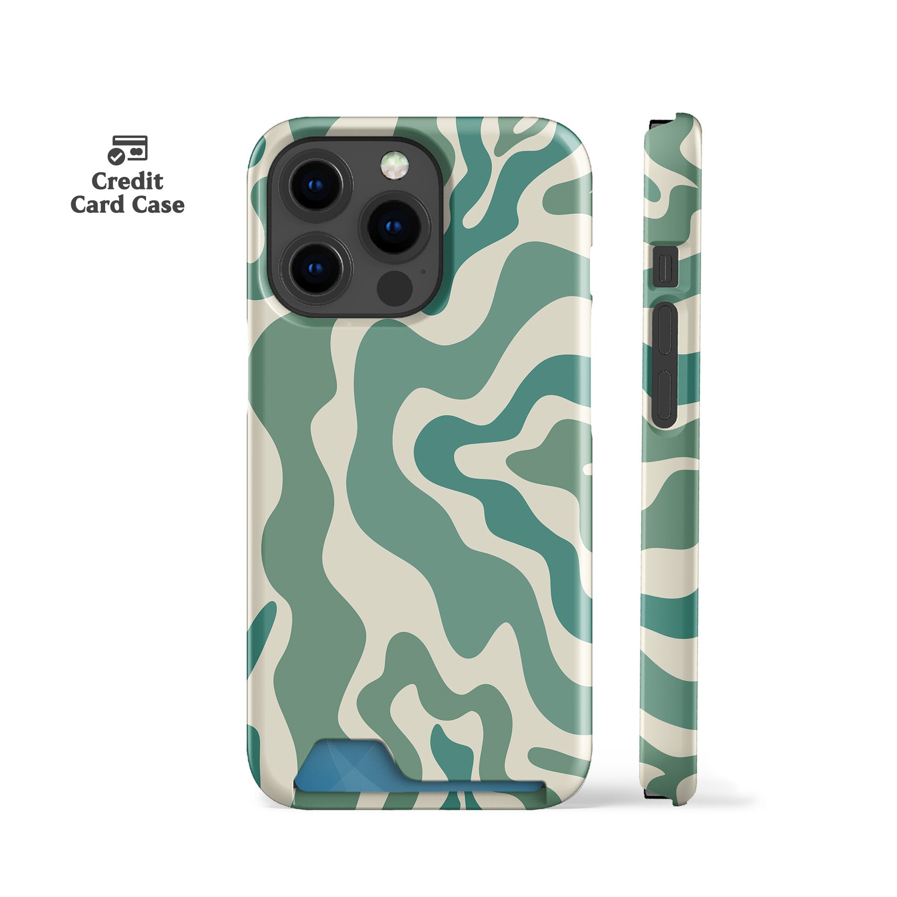 Abstract Wavy Green Card Case