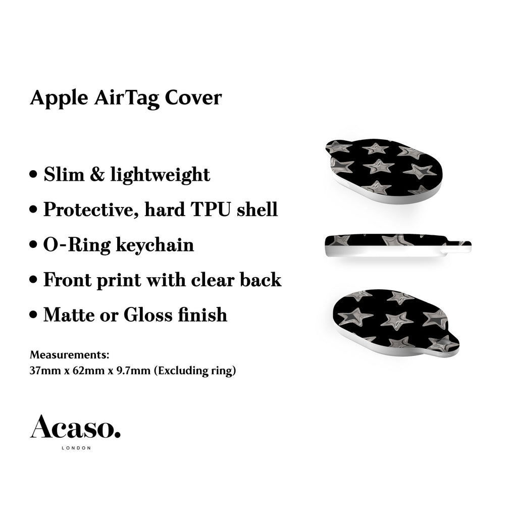 3D Stars Black AirTag Holder