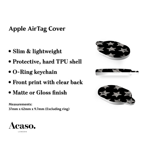 3D Stars Black AirTag Holder