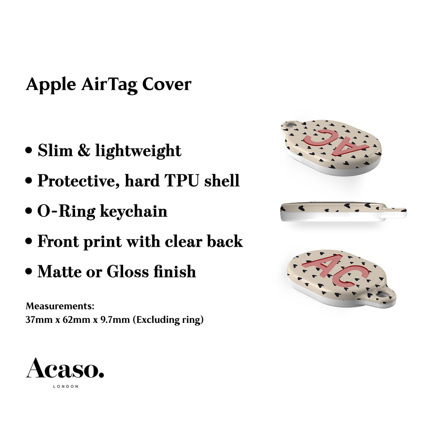Custom Hearts AirTag Holder