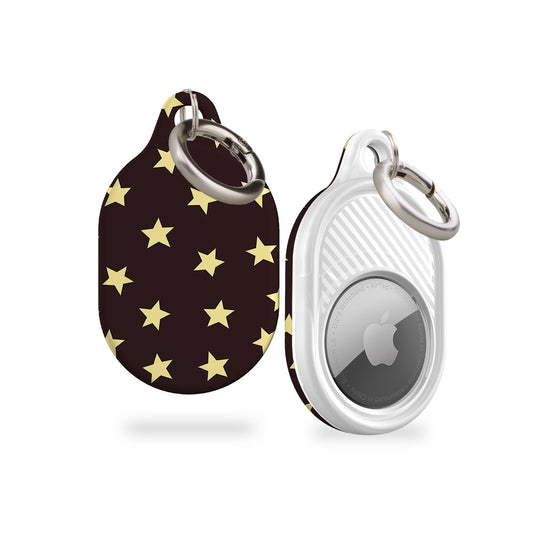 Dark Brown Stars AirTag Holder