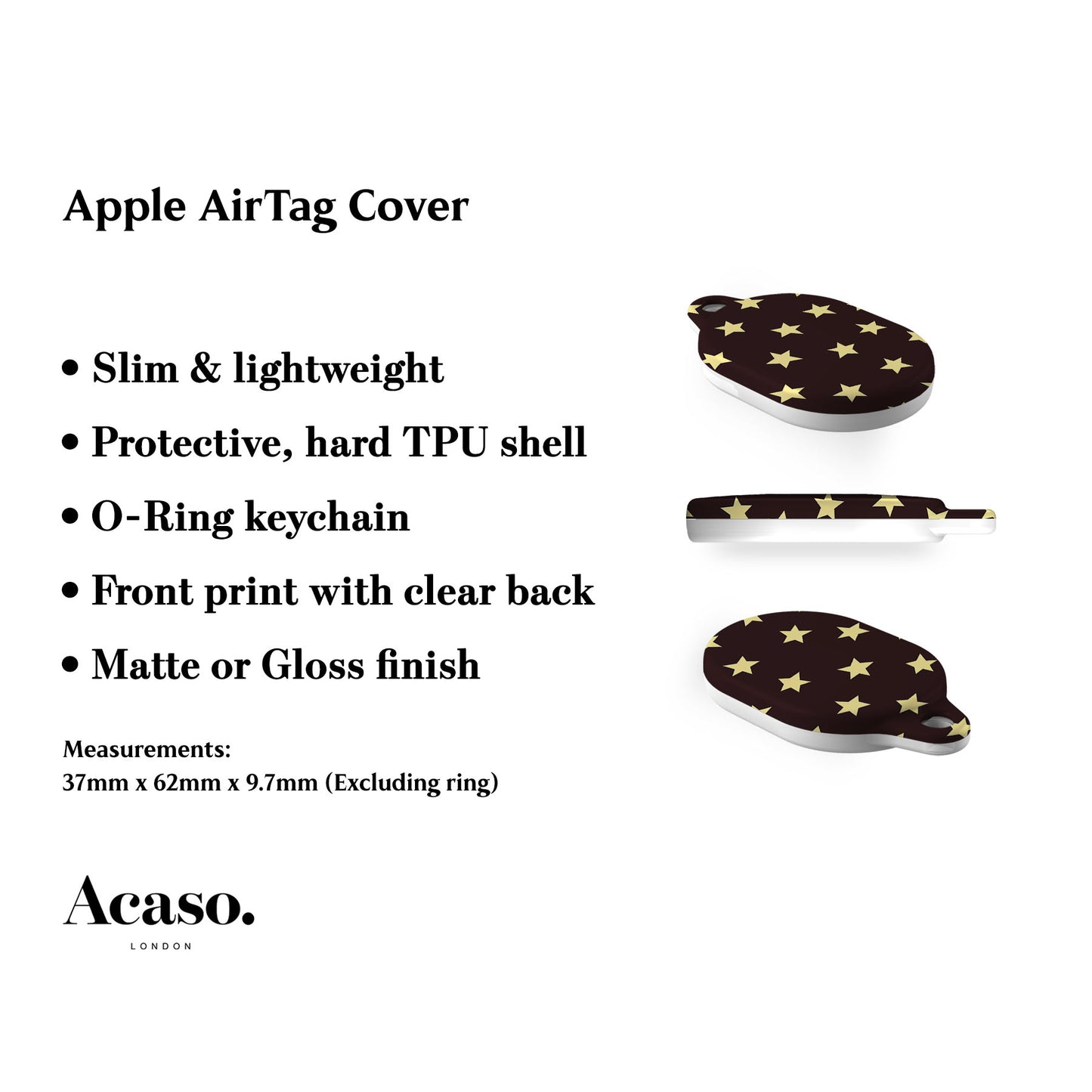 Dark Brown Stars AirTag Holder