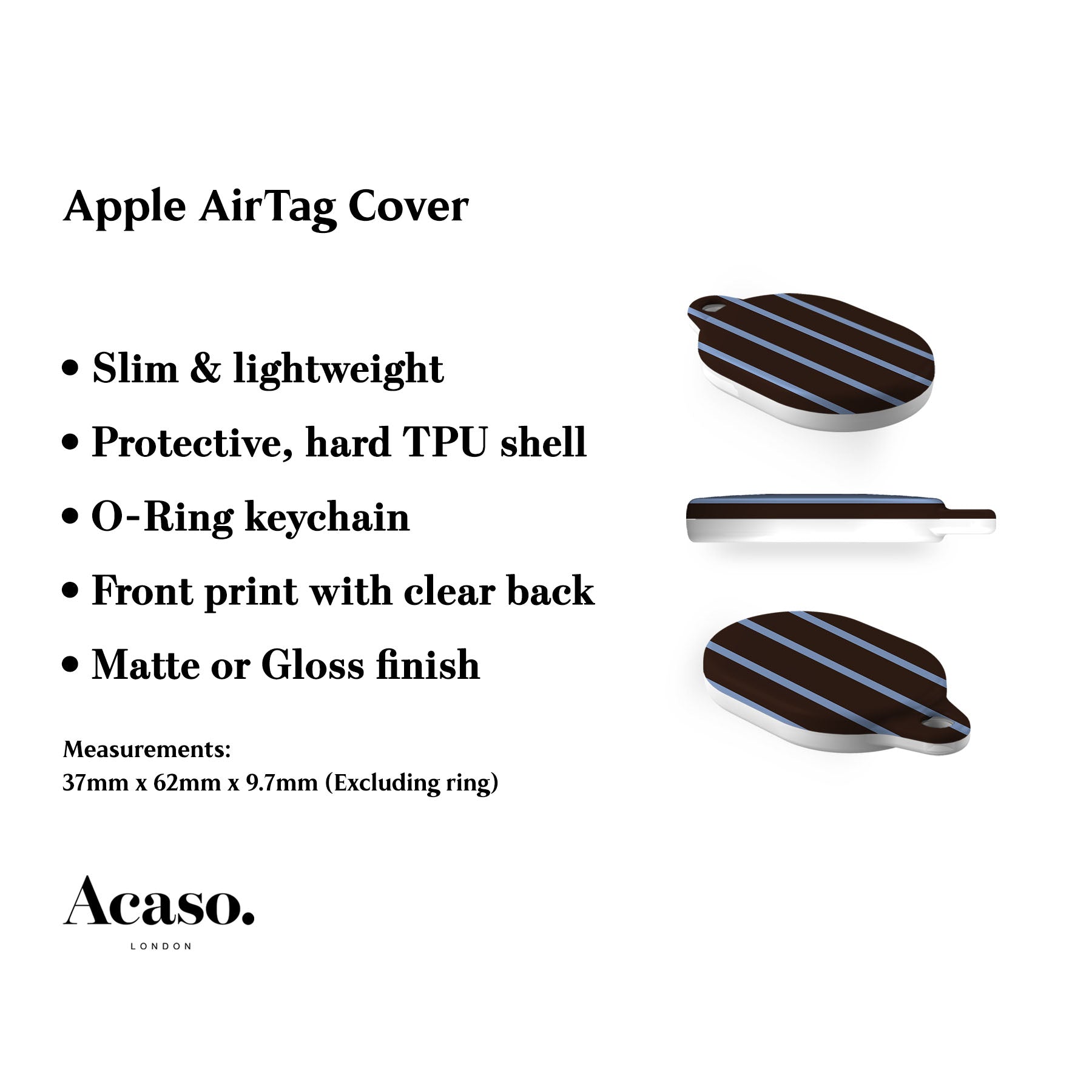 Minimal Blue Striped AirTag Holder