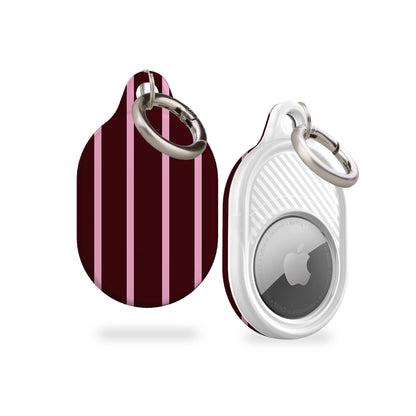 Minimal Pink Maroon Striped AirTag Holder
