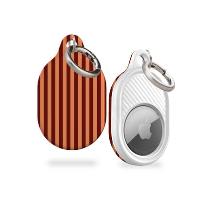 Peach Maroon Striped AirTag Holder