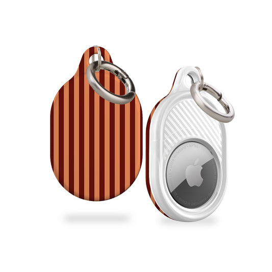 Peach Maroon Striped AirTag Holder