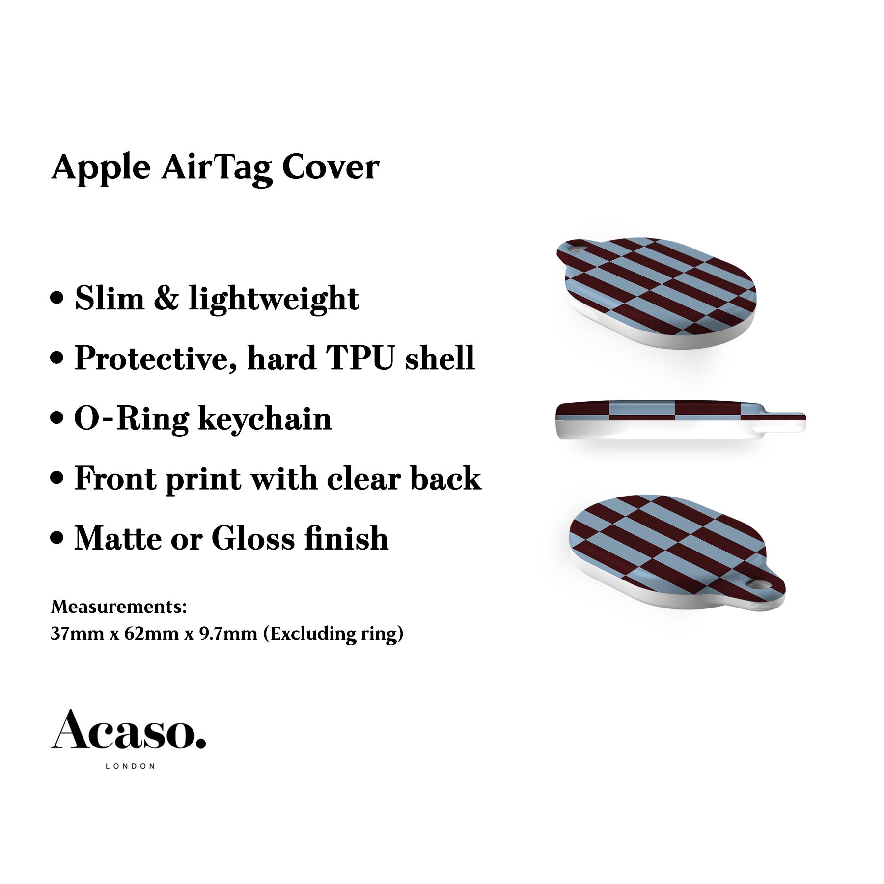 Tile Checkers Maroon AirTag Holder