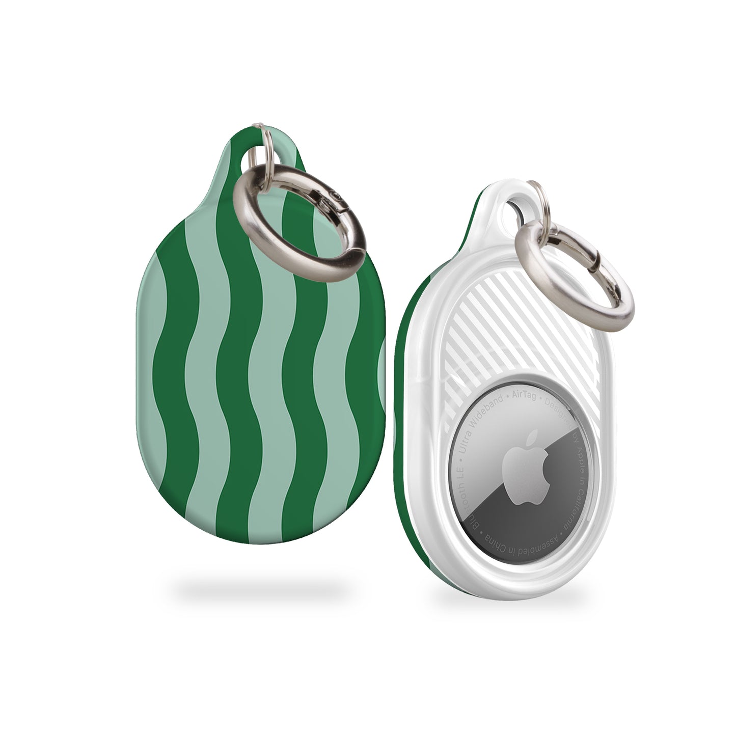 Striped Green Waves AirTag Holder