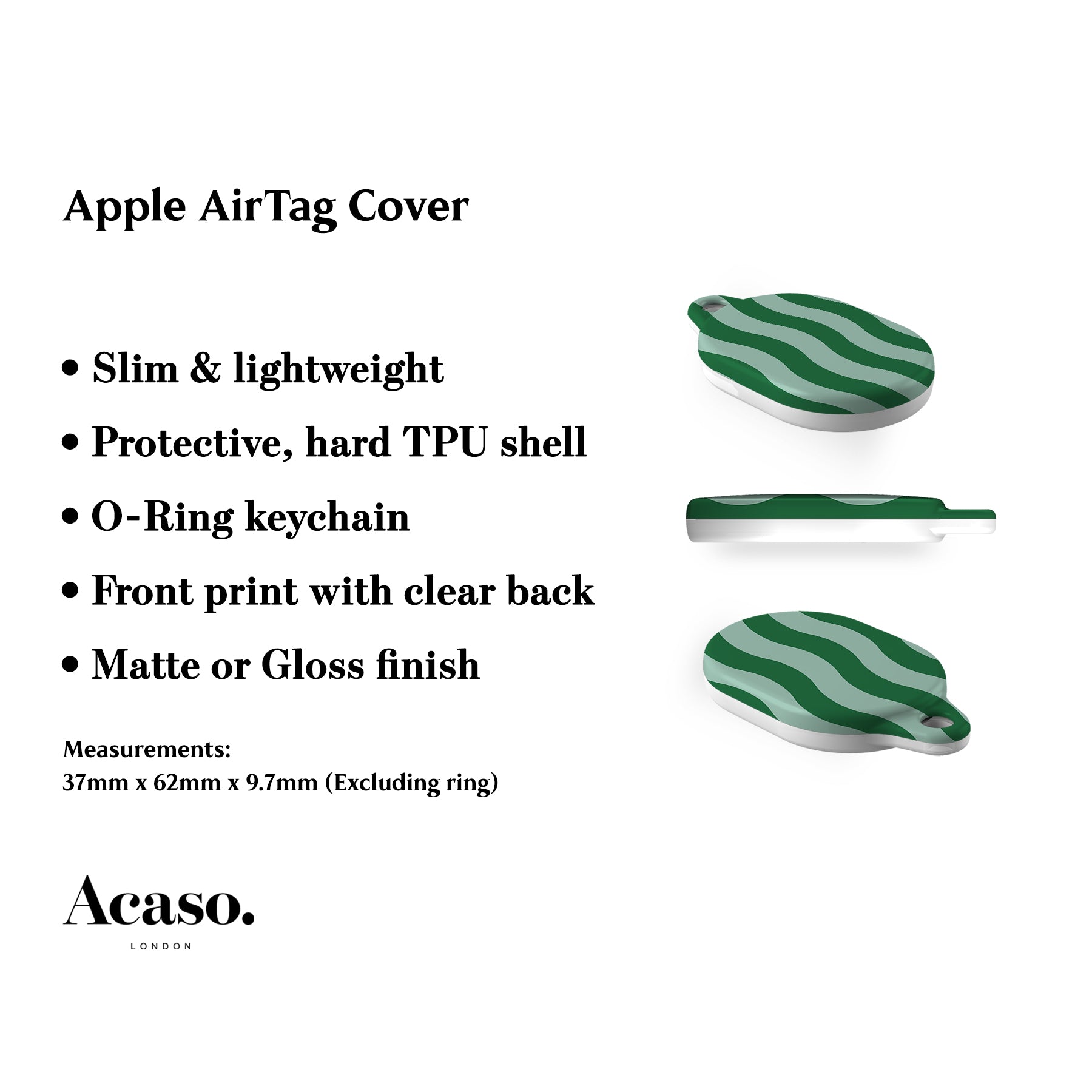 Striped Green Waves AirTag Holder