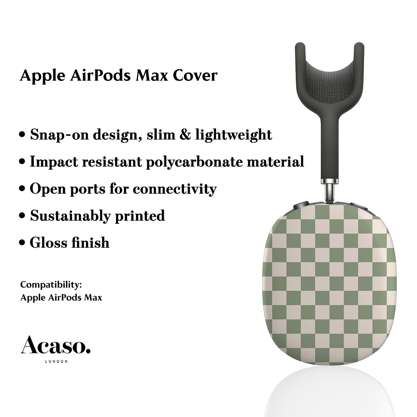 PALE GREEN Checkered AirPods Max Cover