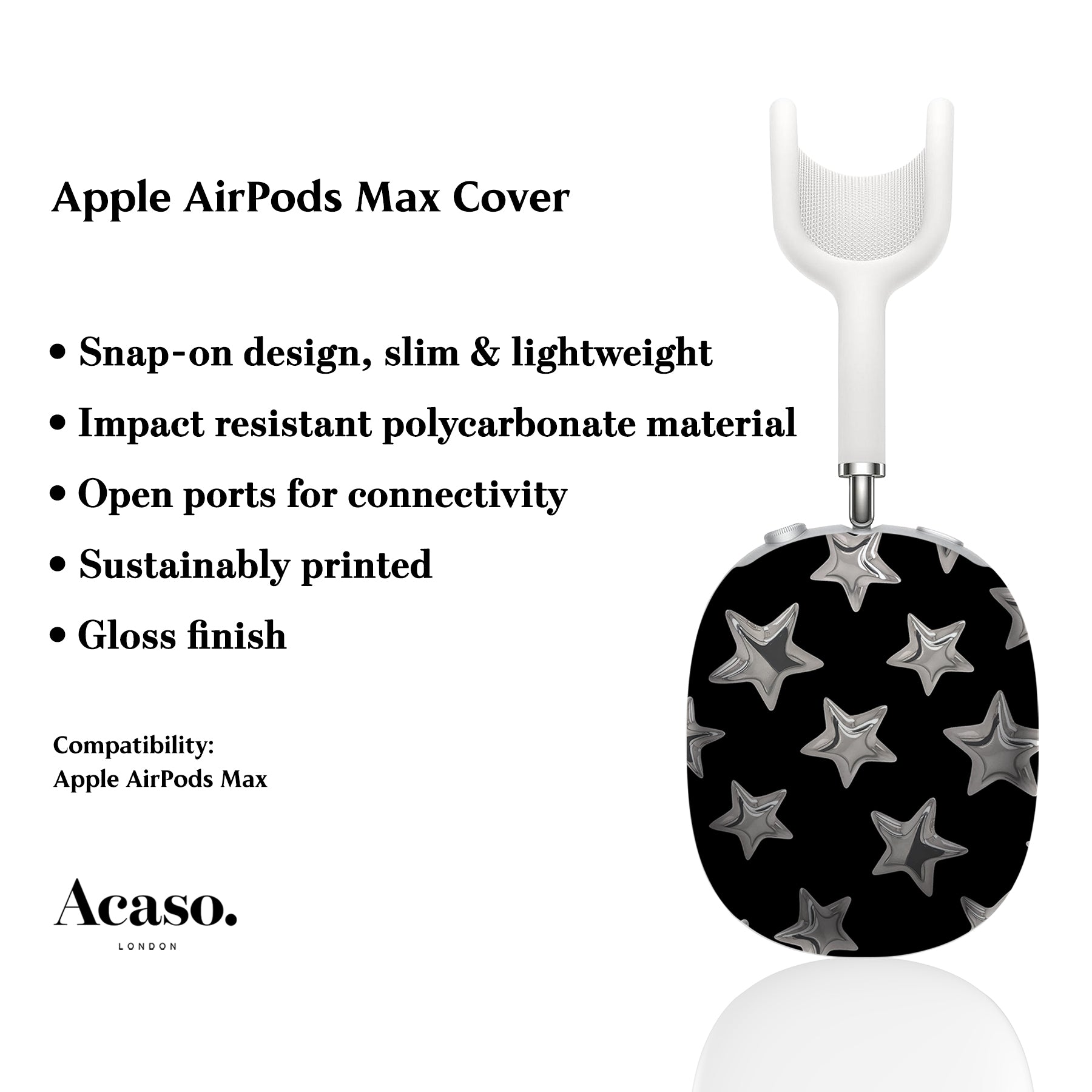 3D Stars Black AirPods Max Cover