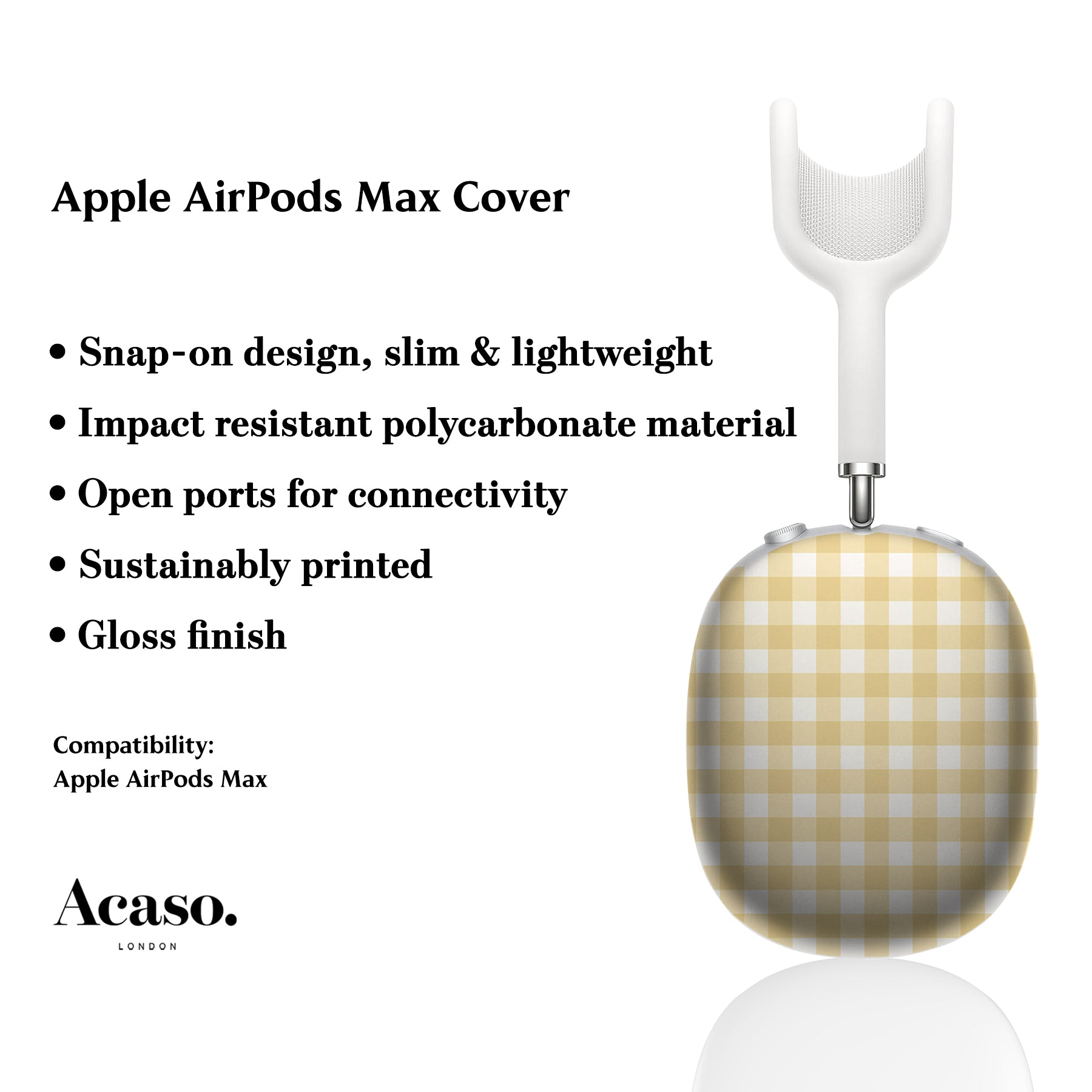 Butter Yellow Plaid AirPods Max Cover