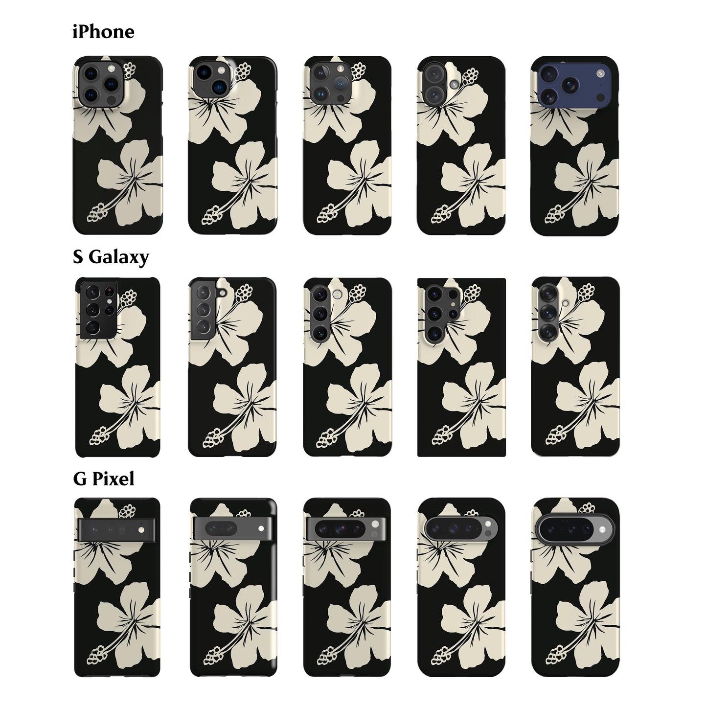 Bali Flowers Black Phone Case