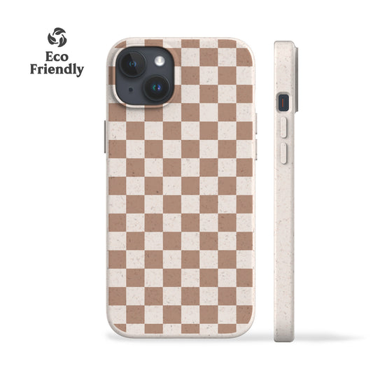 Beige Checkered Eco-Friendly Phone Case