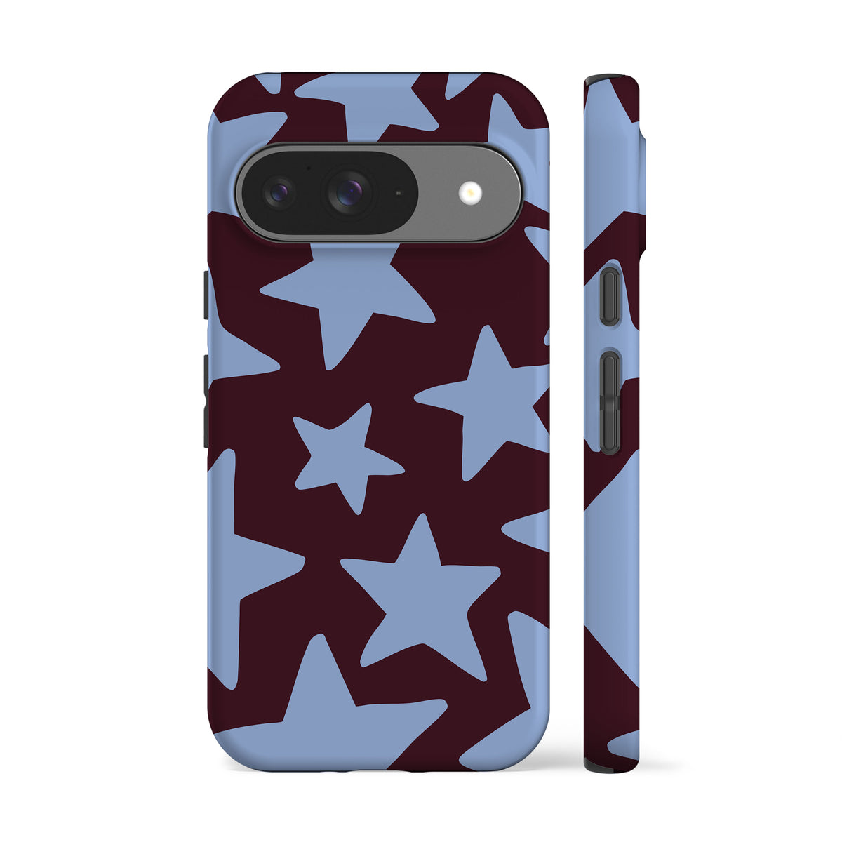 Big Wonky Stars Burgundy Blue Phone Case